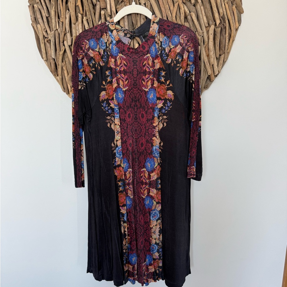 Free People Black Dress with Floral Accents
